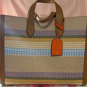 Kate Spade Colorful Striped Tote with Brown Accents